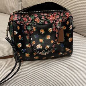 Coach Black Floral Satchel
